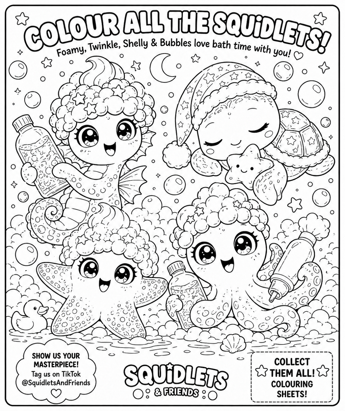 Foamy & Bubble Bay Colouring Sheets