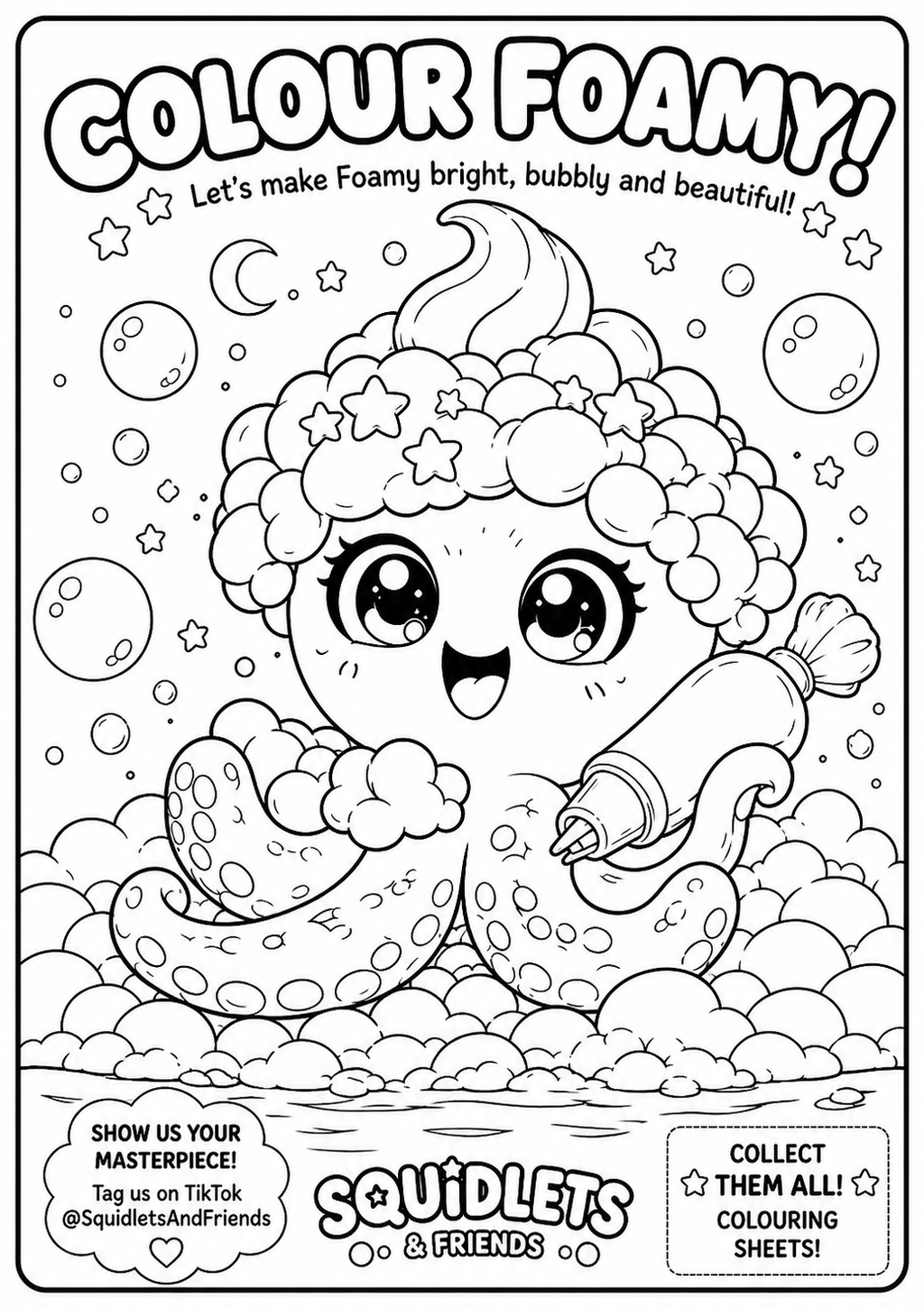 Foamy & Bubble Bay Colouring Sheets