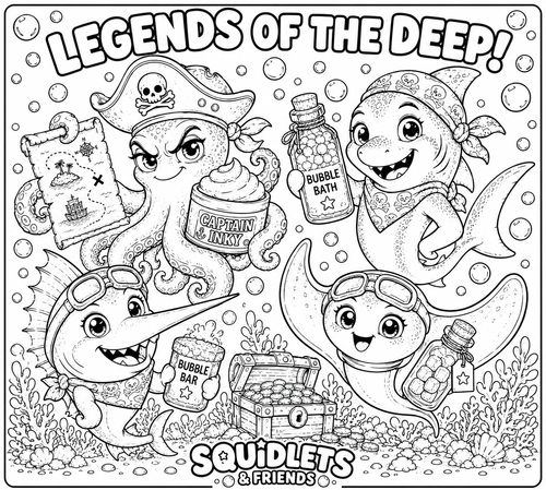 Captain Inky & Crew Colouring Sheets