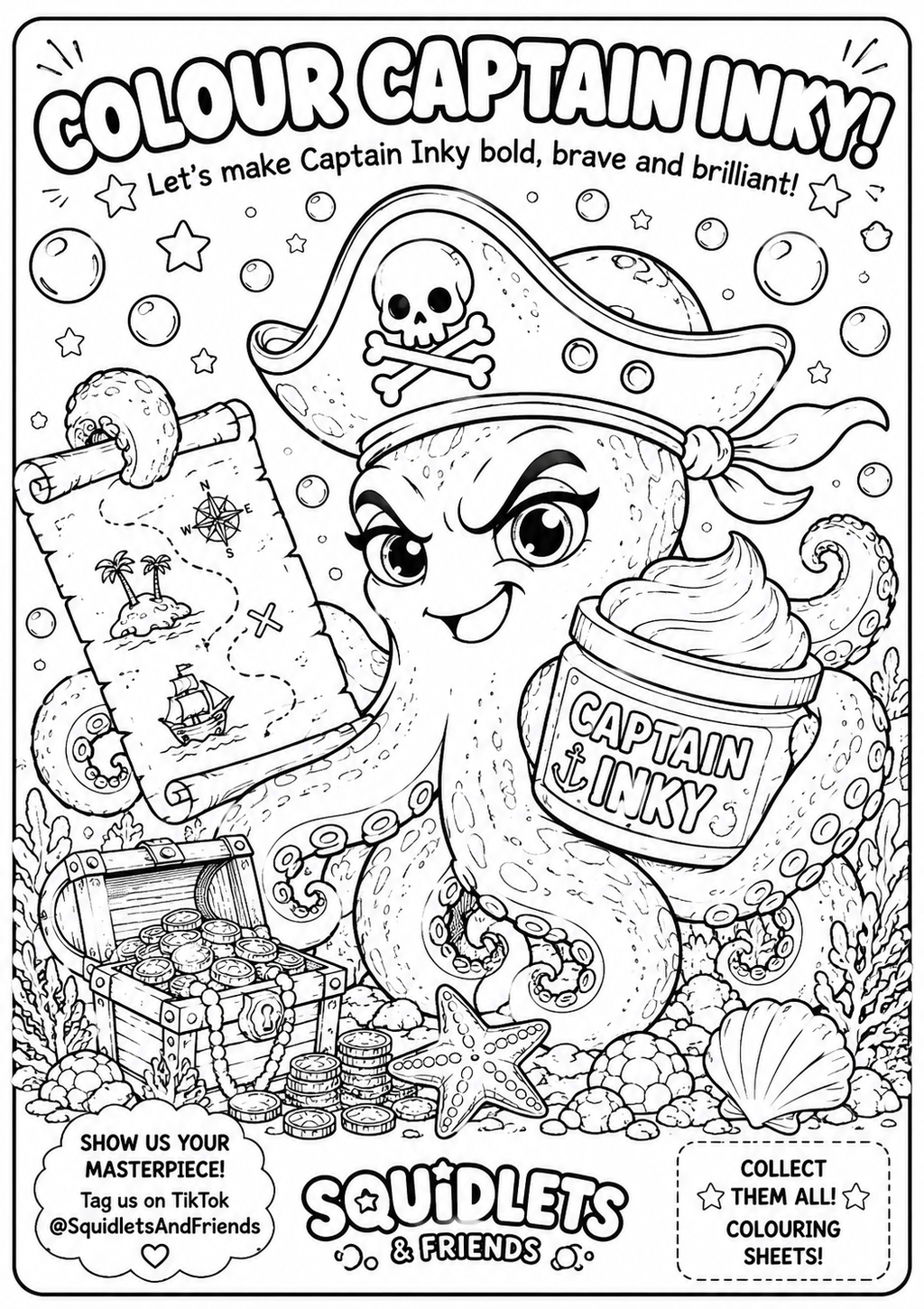 Captain Inky & Crew Colouring Sheets