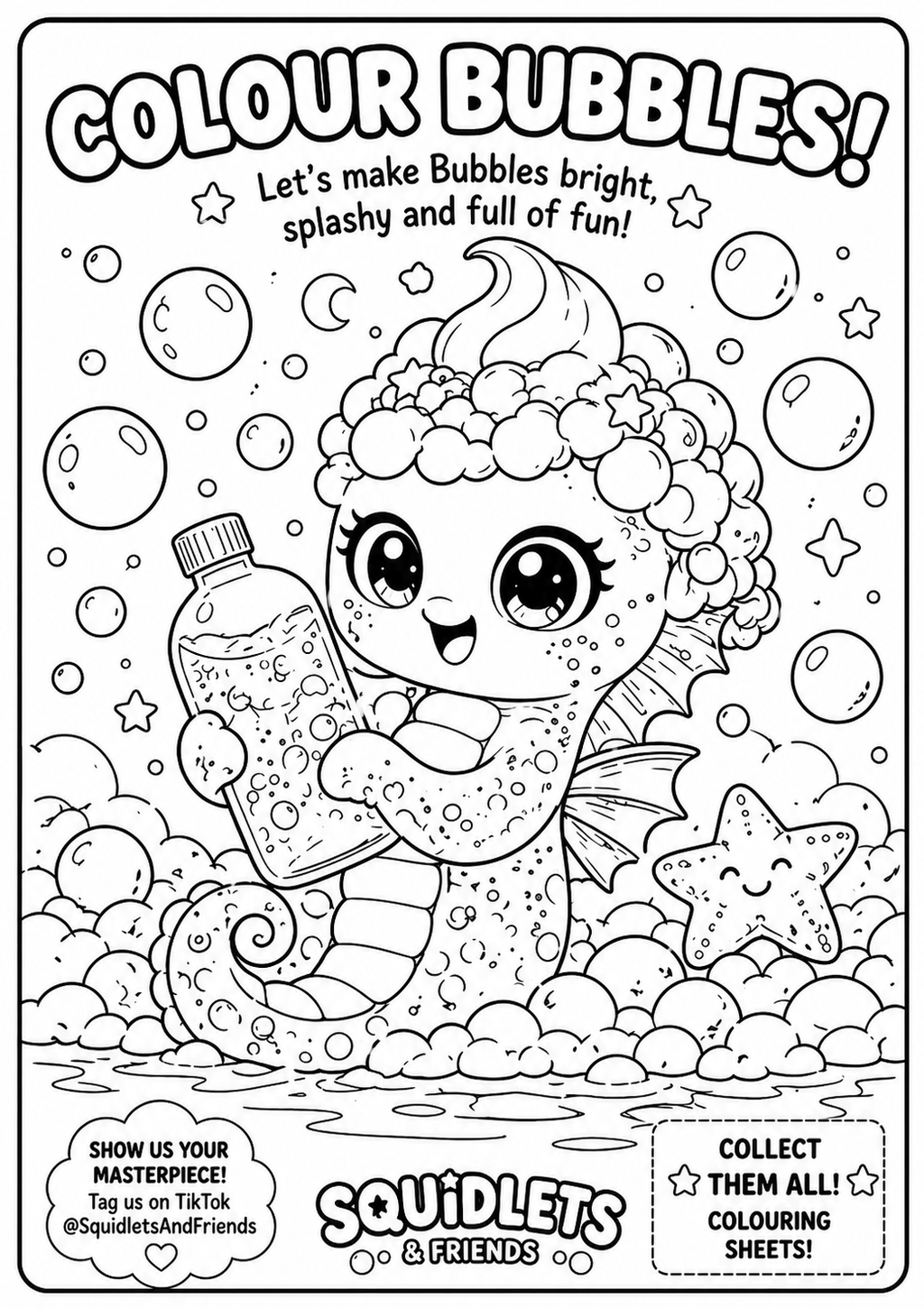 Foamy & Bubble Bay Colouring Sheets