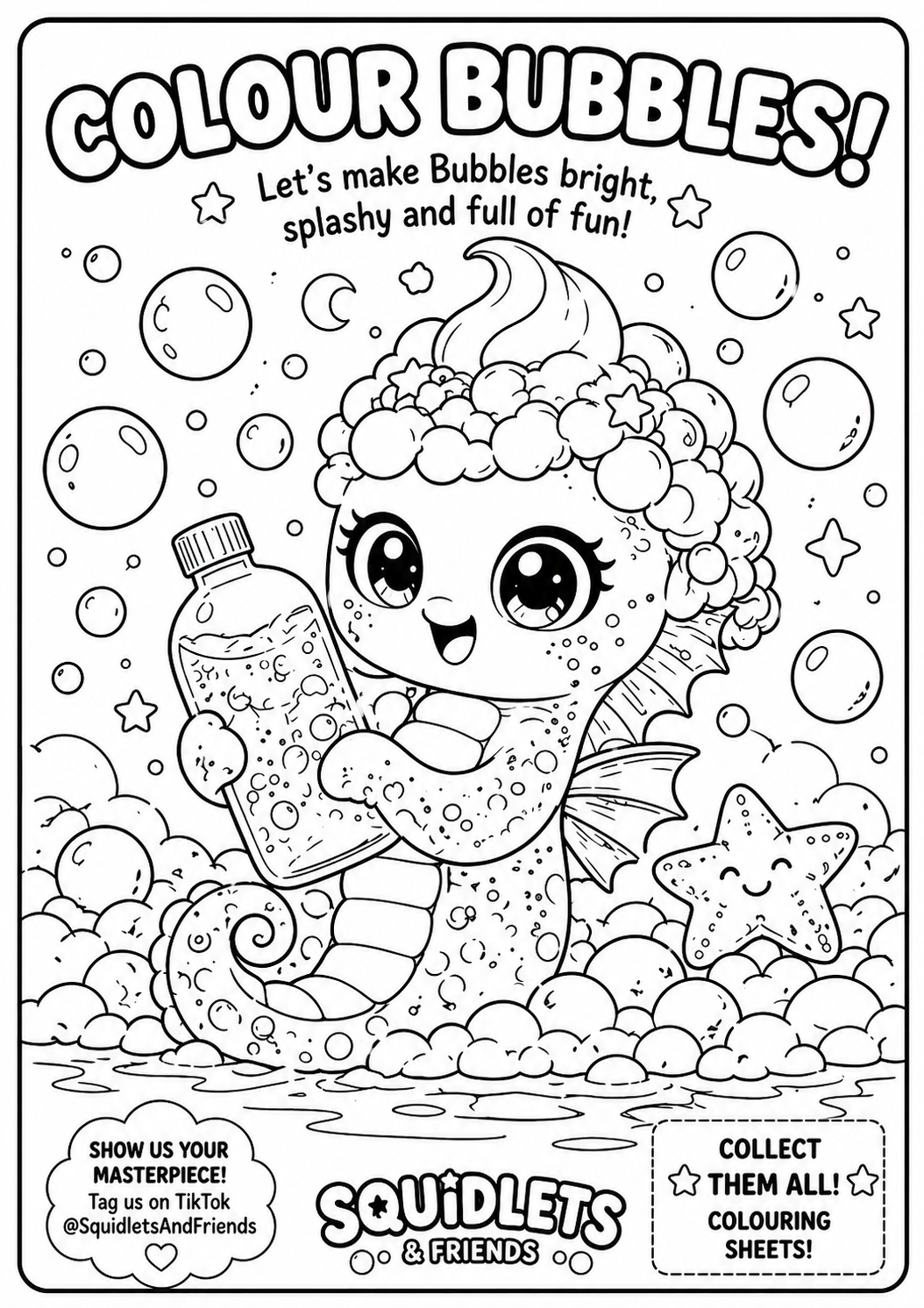 Foamy & Bubble Bay Colouring Sheets